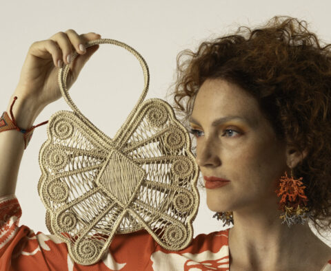 Iraca Bag from Colombia butterfly natural