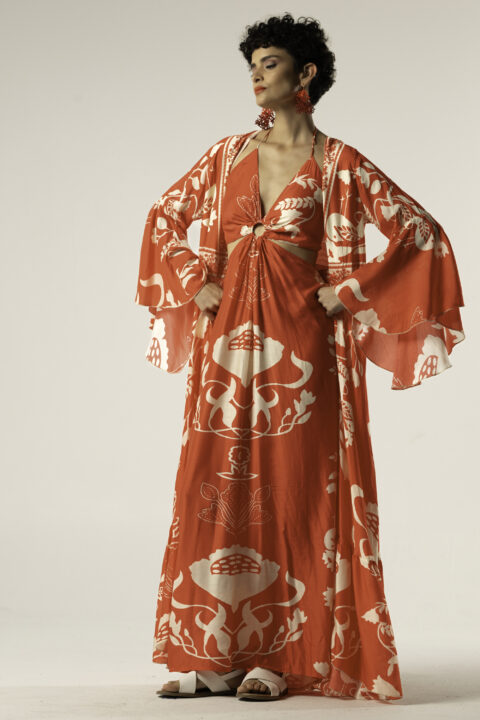 Aphrodite Wrap Dress – Red Desire Print | Luxury Cotton Silk | Limited Edition Resortwear