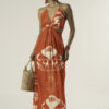 Ibiza dress Desire Red print cotton silk front view