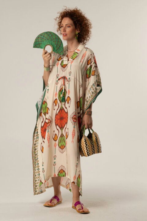 Durga Caftan – Ojos Print | Saree Silk | One Size