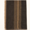 Grey and beige striped handwoven cashmere pashmina shawl with fringe edges