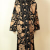 Image Alt Text (Main Image): Black Suzani kimono with beige embroidery – long embroidered cotton robe one size fits up to XL