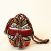 Handmade Wayuu bag – red, brown, black and white woven shoulder bag with tassels crafted by Wayuu artisans in Colombia