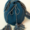 Handmade Wayuu bag – blue woven shoulder bag with tassels crafted by Colombian artisans
