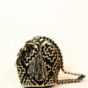 Handmade Wayuu bag with Cross of Inkas design – beige and brown woven shoulder bag with tassels crafted by Wayuu artisans in Colombia
