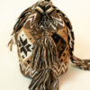 Handmade Wayuu bag with tribal geometric design – brown and beige woven shoulder bag with tassels crafted by Wayuu artisans in Colombia