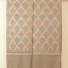 Beige pure wool shawl with delicate hand embroidery, 70x180 cm, artisan-crafted elegant wrap.