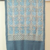 Blue wool shawl with beige embroidery 78x205 cm, elegant Knowmad design.