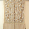 Beige wool shawl with gold and light blue floral embroidery 78x205 cm, elegant Knowmad design.