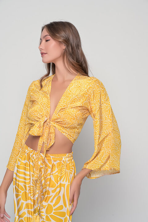 Tie Top – Margaret Print | Saree Silk | Free Size