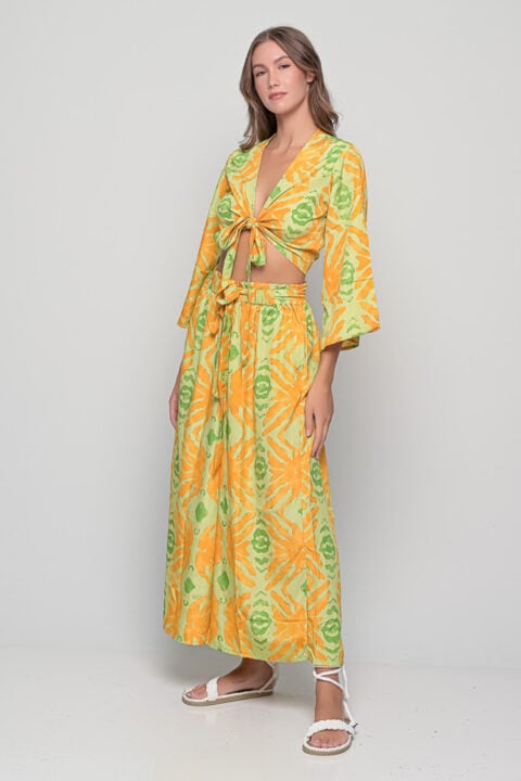 Osaka Set – Seaweed Print Green | Saree Silk | Free Size