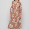 Beige Palladio Print Shirt Dress in cotton with long sleeves and waist belt
