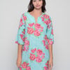 Titli cotton tunic with roses print on aqua background