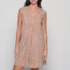 Cotton Marsha Short Dress in beige zig zag print with sleeveless design