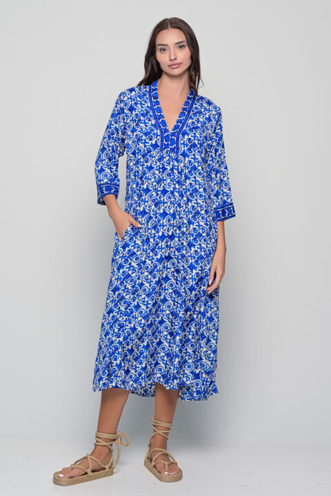 Marsha Dress – Tuareg Print (Blue)