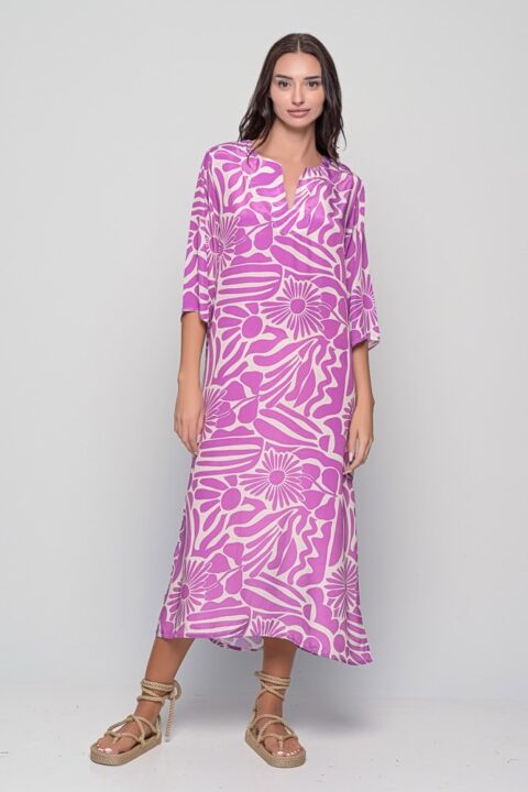 Titli Caftan – Margaret Purple (Saree Silk, One Size)