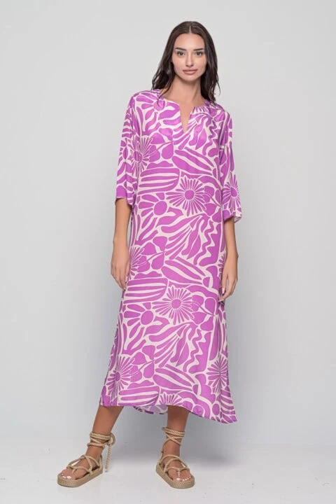 Titli Caftan – Margaret Purple (Saree Silk, One Size)