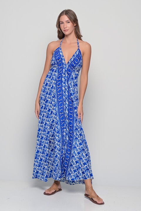 Open Back Dress – Blue Tuareg Print (One Size)