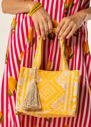 woven box Bag mini Mexico yellow
