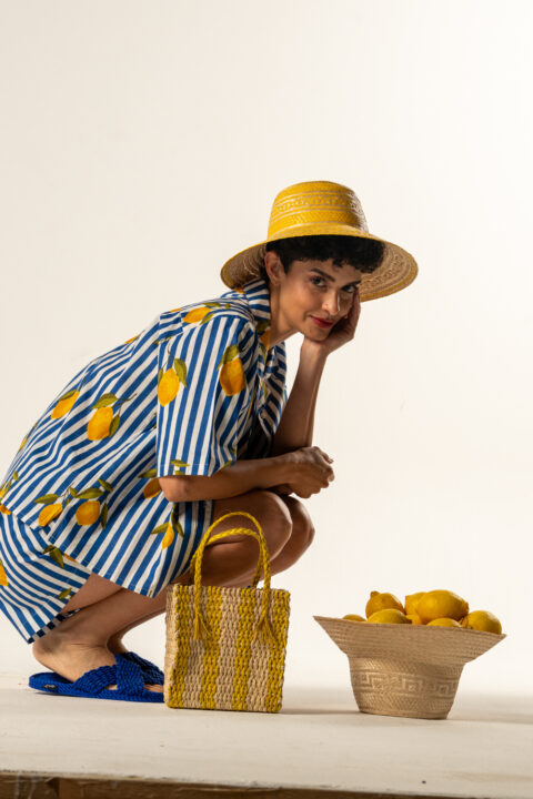 Ψάθινο καπέλο μικρό απο την Κολομβία κίτρινο