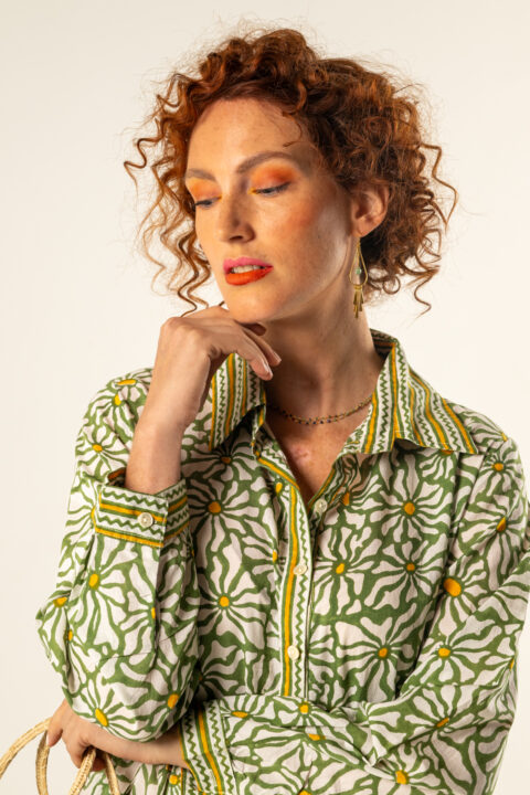 Επίχρυσα σκουλαρίκια πράσινη πέτρα