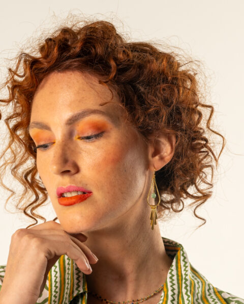 Gold plated Earrings green