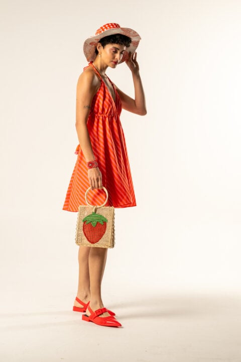 ψαθινη τσαντα απο την Κολομβία "Φράουλα"