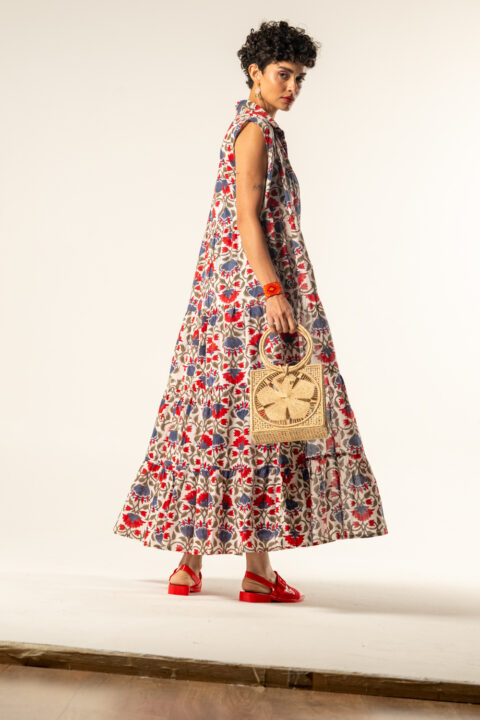 Ψάθινη τσαντα απο την Κολομβία "Λουλούδι" 01