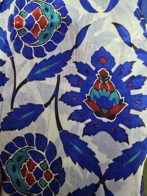 iris kimono cotton silk mystique blue print one size