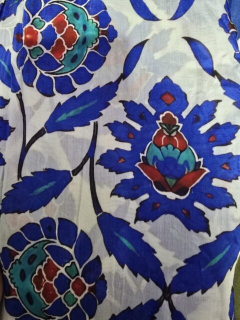 iris kimono cotton silk mystique blue print one size