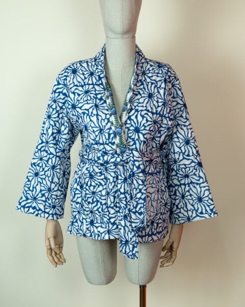 Quilted Kimono blue daisy