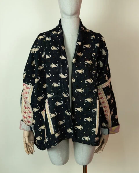 Repurposed Kantha Kimono black