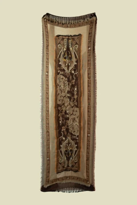 Boiled Wool Embroidered Shawl | Hand-Embroidered Wrap (70×180 cm) 315