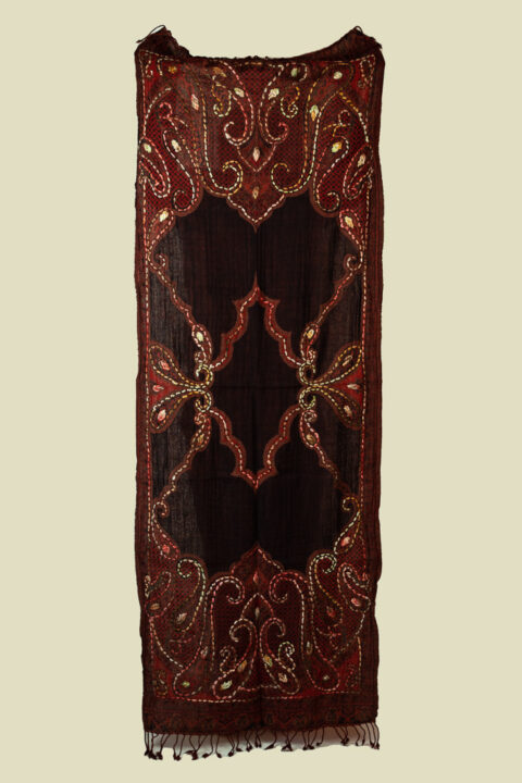 Boiled Wool Embroidered Shawl – Black | Hand-Embroidered Wrap (70×180 cm) 301