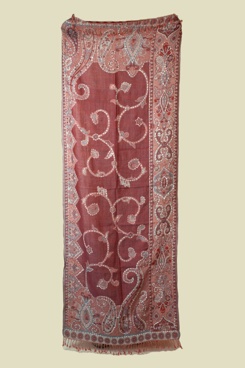 Boiled Wool Embroidered Shawl | Hand-Embroidered Wrap (70×180 cm) 321