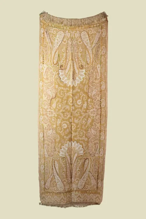 Boiled Wool Embroidered Shawl | Hand-Embroidered Wrap (70×180 cm) 330