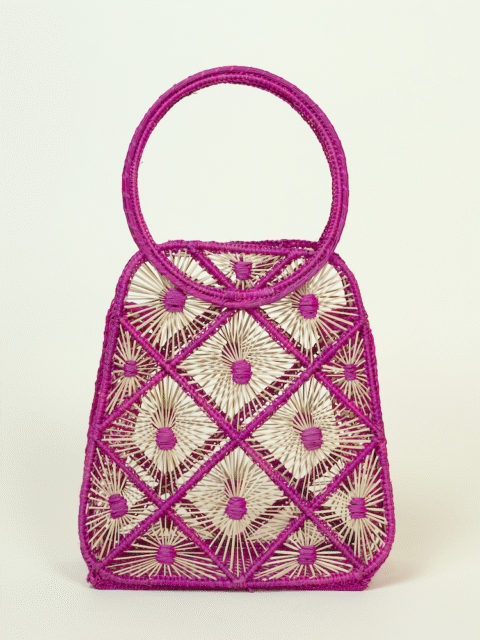 Iraca bag fuchsia handwoven front view