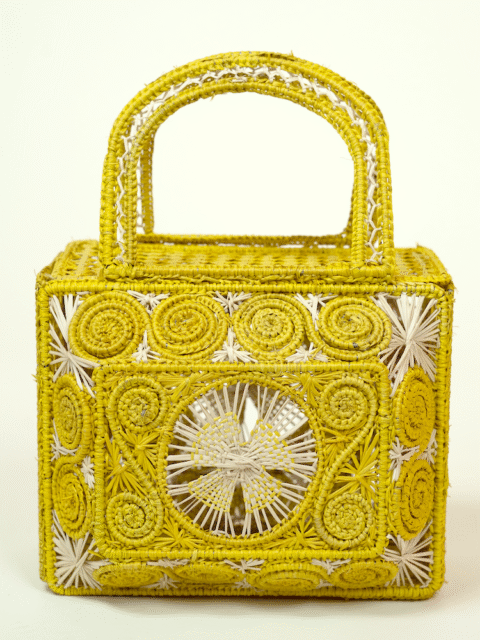 Long Iraca Bag from Colombia yellow flower