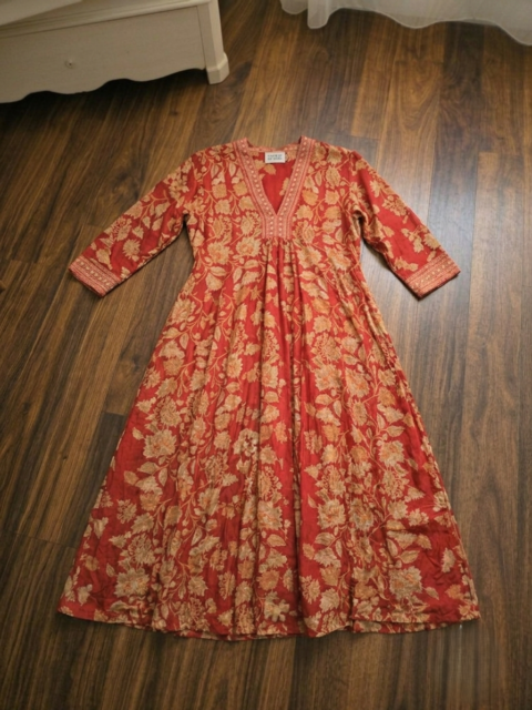 Marsha Long Dress – Rama Red Print | Cotton Silk