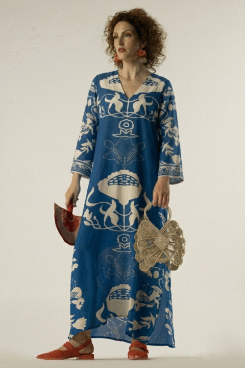 Morocco Caftan – Blue Desire Print | Free Size