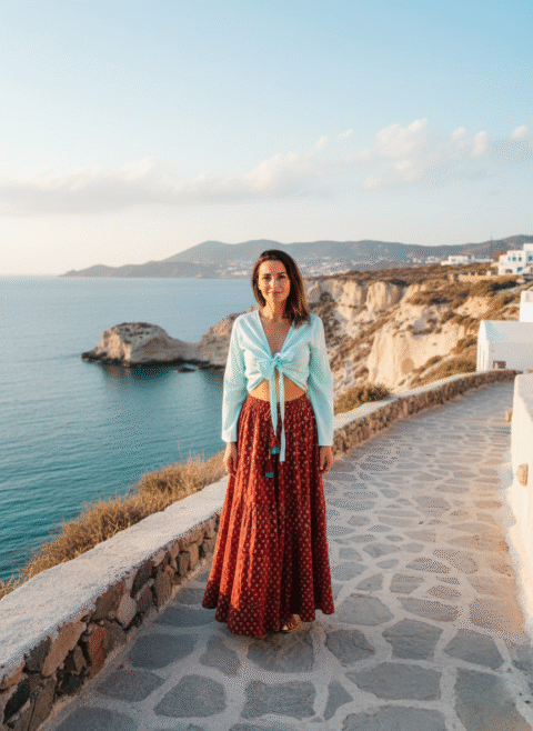 Aqua Cotton Tie Top | Free Size