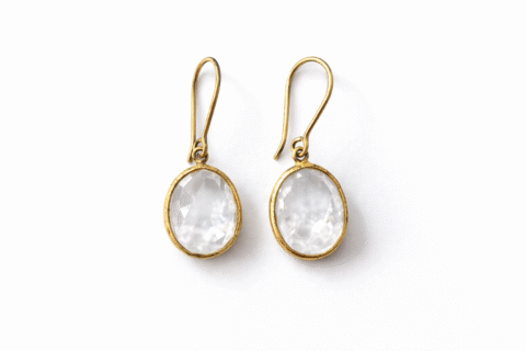 Gold plated silver earrings with quartz