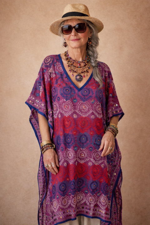 Phulkari caftan purple