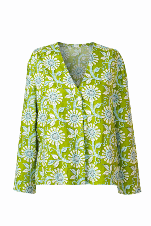 Amiga Top – Marigold Green Cotton, One Size