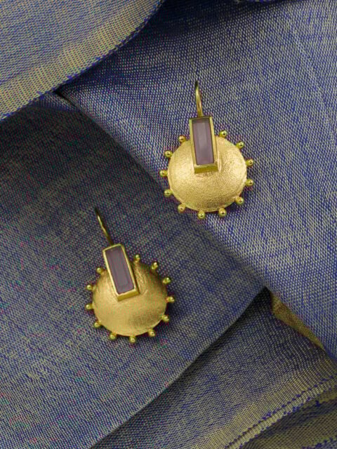 pink quartz museum inspired earrings gold plated brass statement earrings