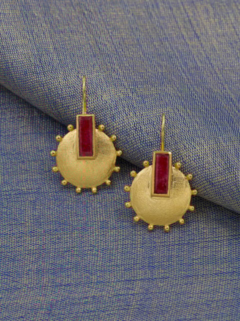 ruby earrings gold plated brass museum inspired statement earrings