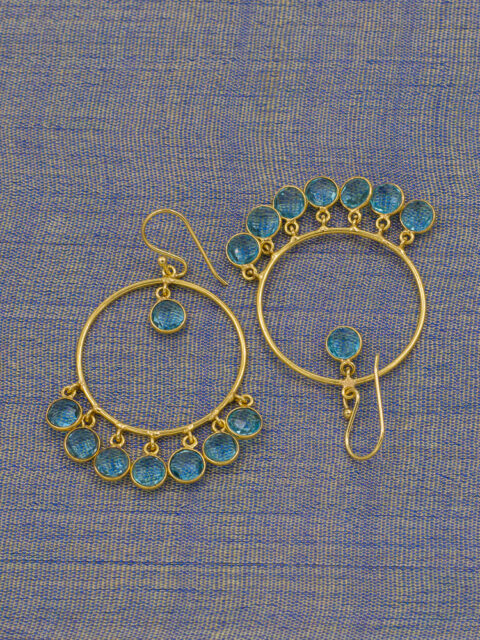 aquamarine earrings gold plated brass blue gemstone earrings boho jewelry
