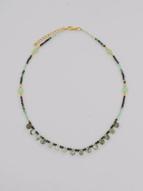 Green amethyst Necklace with Gold Plated Brass