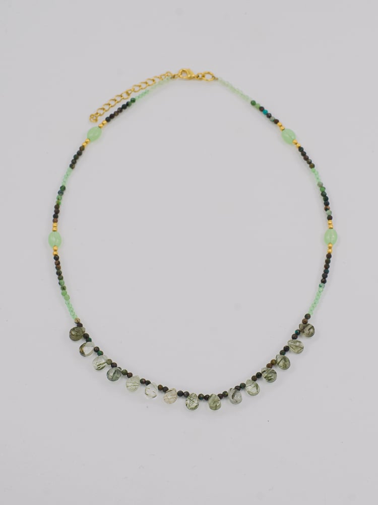 Green amethyst Necklace with Gold Plated Brass