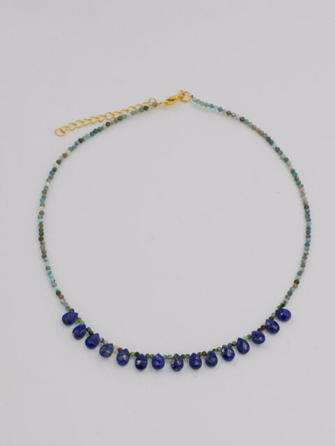 Lapis Necklace with Gold Plated Brass